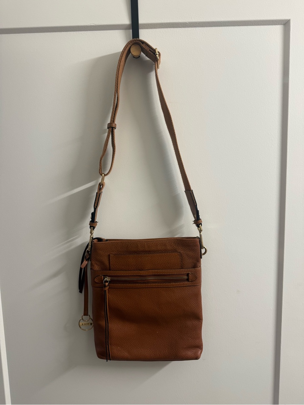 LODIS Leather Crossbody Bag in Cognac Brown